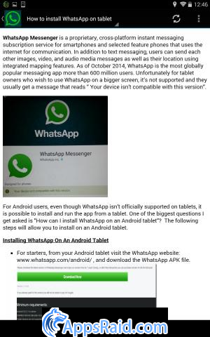 Zamob Install WhatsApp on tablet