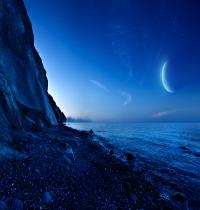 Zamob Nightfall Mountain Sea Moon